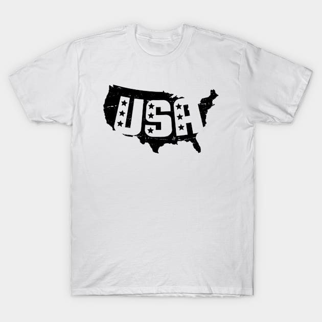 Cool Distressed USA Flag Map, 4th of July Patriotic American Pride Gift For Men, Women & Kids T-Shirt by Art Like Wow Designs